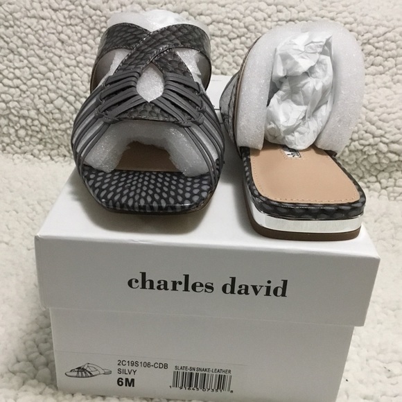 NWT in BOX CHARLES DAVID Leather Flat Sandals - Picture 5 of 15